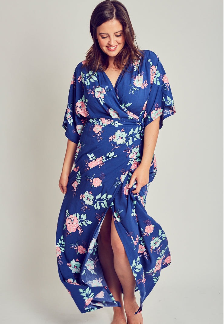 Plus size summer kimono wrap dress 